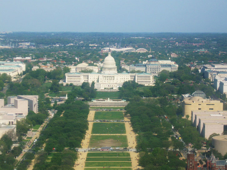 Earlier view of the Capitol lawn from atop the Washington Monument.