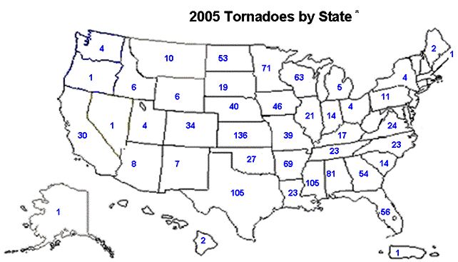 Tornadoes By State