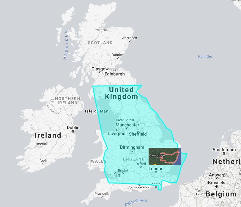 True Size of Georgia compared to the UK